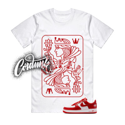 Air Force 1 Terror Squad White University Red T Shirt Match QUEEN