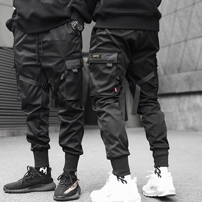 Mens Sweatpants Cargo Pocket Men Casual Fashion Solid Lace-up