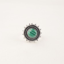 Natural Malachite Gemstone Ring 925 Sterling Silver Artisan Exquisite Ring