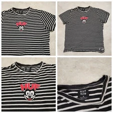 HUF X Felix The Cat Mens M Medium Striped Embroidered Streetwear T Shirt RARE