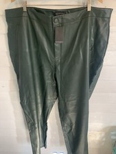 NWT Eloquii Green Faux Leather Slim Fit Pants Leggings Size 24 V