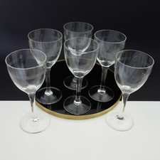 6 edle Weingl&auml;ser Facettenschliff gewellt Linien Gravur Jugendstil Art Nouveau
