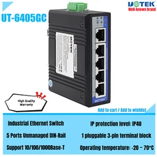 1000M Gigabit Industrial Ethernet Switch 5 Port RJ45 Network Unmanaged DIN-Rail 