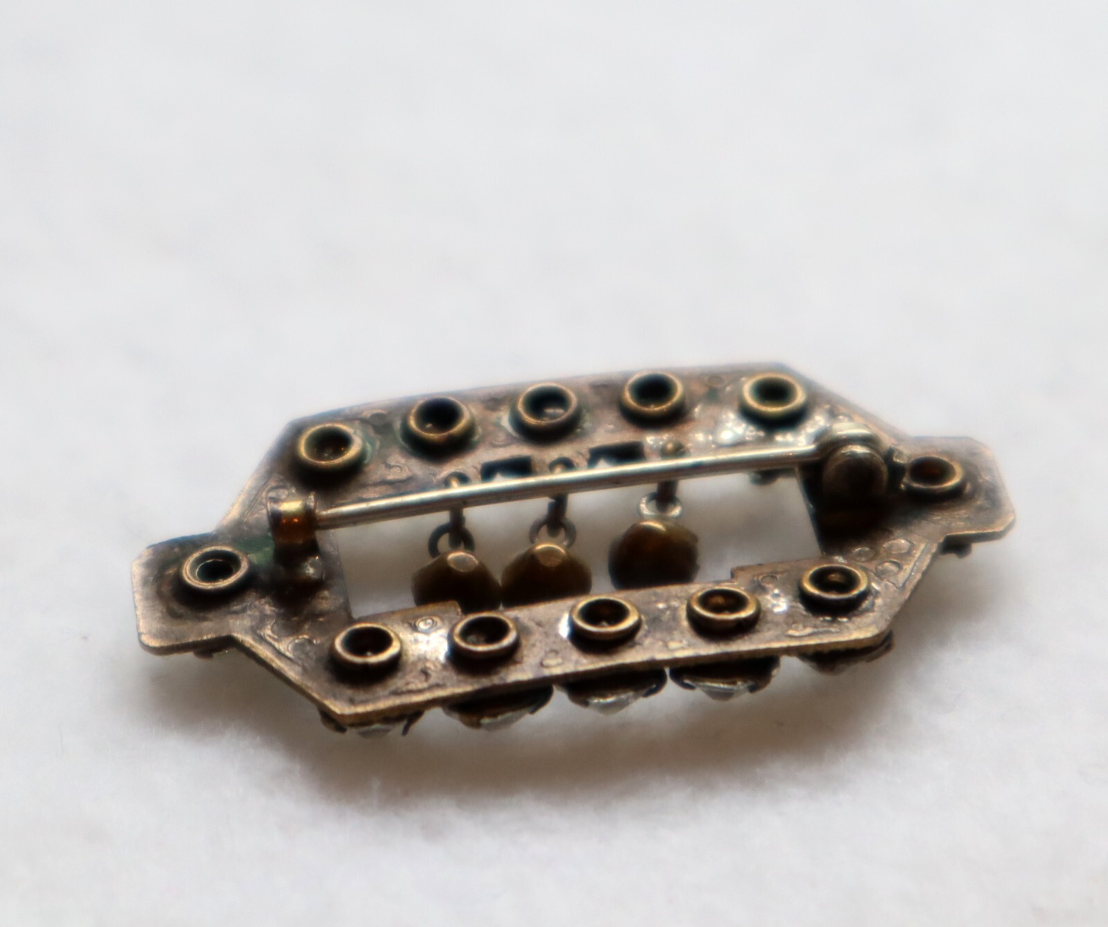 Unique Victorian Dangling Paste Stone Brooch Rive… - image 6