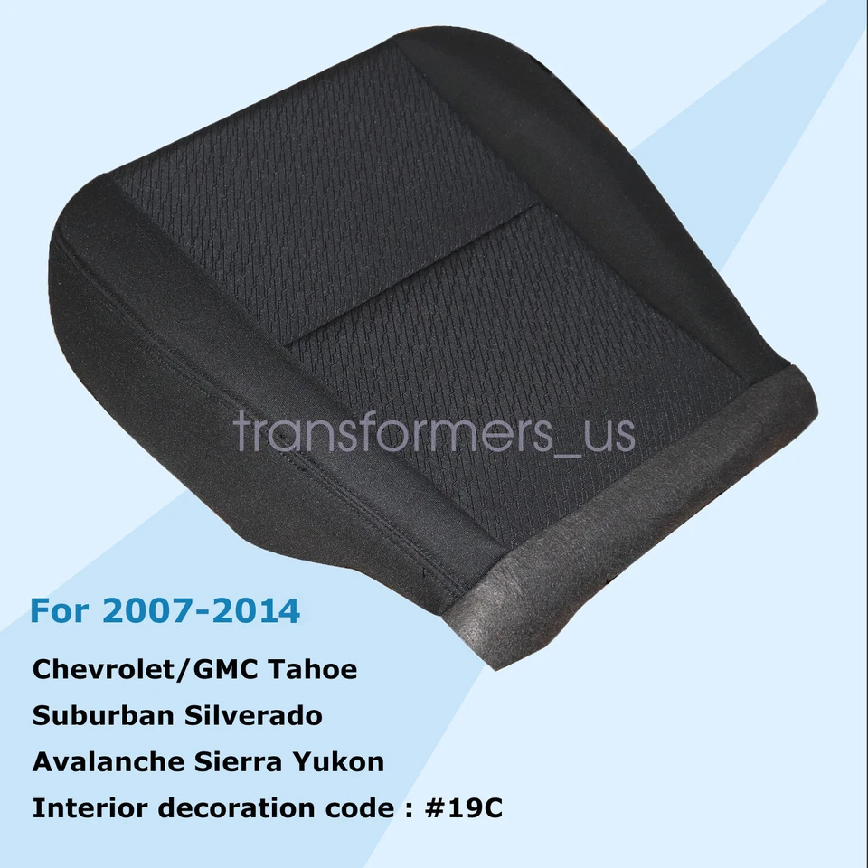 For 2012 2013 GMC Sierra 2500HD-Driver Bottom Replacement Cloth Seat Cover BLACK - Image 2 of 4