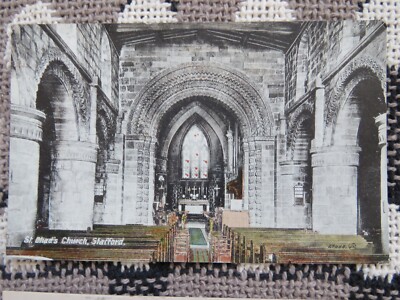 Vintage 20er Jahre Stafford St Tschad Kirche Innenraum Postkarte
