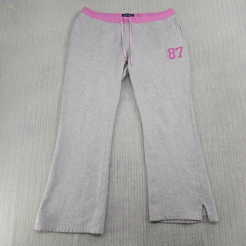 Aeropostale Sweatpants Womens Large Beige Pink Flare Leg Logo Preppy