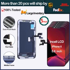 5 Pack Incell LCD Touch Screen Digitizer For iPhone X 5.8" Wholesale Lots Black 