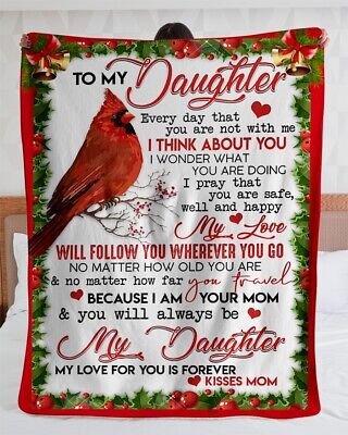 50x60 inch Mother's Day Christmas & New Year| T902 Personalized Blanket| Mother-in-Law Christmas Cardinal Bird Custom Name Blanket| Gift from Daughter-in-Law for Mother-in-Law on Her Birthday 