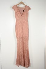 NWT Fashion Nova Get With You Women’s S Pink Lace Short Sleeve Zip Up Maxi Dress