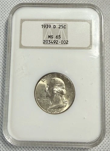 1939-D Washington Quarter NGC MS65 Fatty Holder Silver 25C