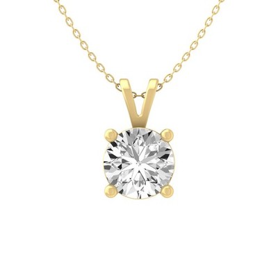 Lab Grown Diamond 10K Yellow Gold Solitaire Pendant 18'' Silver Cable Chain