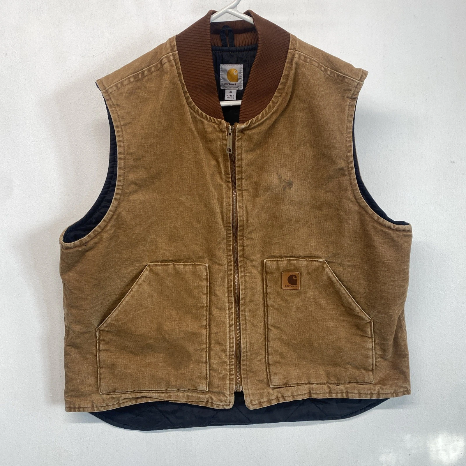 Carhartt Quilted Lined Duck Canvas Vest Mens Size XL Brown Workwear V02 211