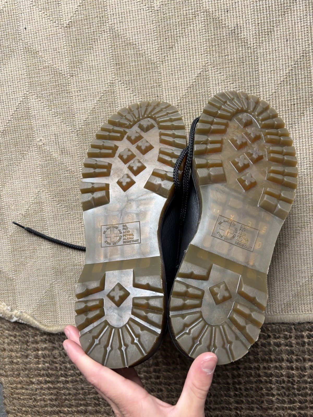 Dr. Martens 8699 Shoes Men's 12 Black Leather Round Toe Lace Up Bex Sole Boots