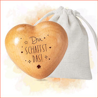 Holz Herz GlüCksbringer Handschmeichler Mit Gravur Du Schaffst Das! Geschenk