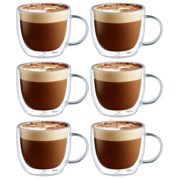 6X 350Ml Doppelwandige ThermogläSer Mit Henkel Latte Macchiato Kaffee Cocktail-image