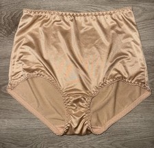 Vintage Vanity Fair Beige High Waist Bikini Panties Women  s L Silky Soft Nylon