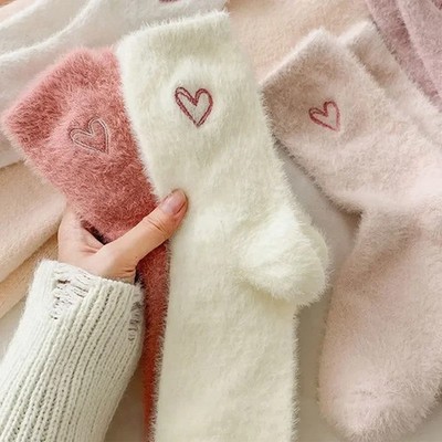 Warme Damen Socken Verdickter Plüsch Baumwolle Herz Muster Herbst Winter