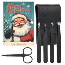 5-Pack Stainless Steel Tweezers Set for Women  Curved Scissors, Great Precision