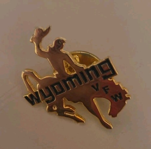 Vintage WW2 Wyoming  Pin Bucking Bronco Cowboy Horse Lapel Tack Two Tone