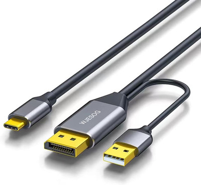 Displayport auf USB C Kabel 6,6 Fuß 4K@60Hz mit USB Kabel Adapter, DP Stecker auf Typ-