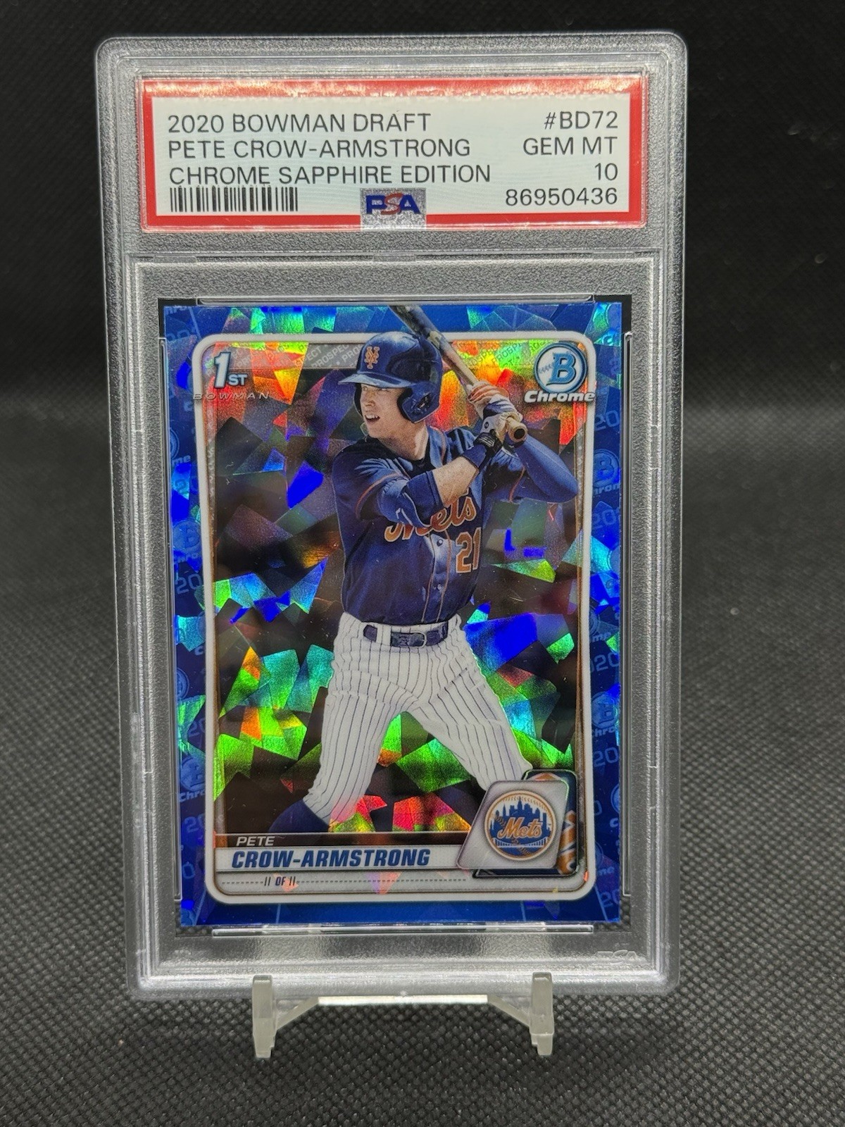 2020 Bowman Chrome Draft Sapphire Pete Crow Armstrong #BD72 PSA 10