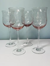 Lenox Heather Pink Tulip 4 Wine Glasses 8-7/8"