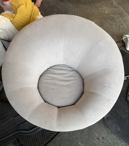 SWIVEL Gray Upholstered Round Bowl Lounge Accent Chair, Solid, Indoor Adult 