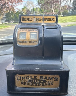 Uncle Sam s 3 Coin Cash Register Durable Savings Bank Vintage Tested & Working