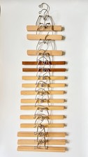 Lot of 15 Vintage Unbranded Wood Metal Clamp Hangers Pant Skirt Trousers