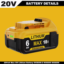 For DeWalt 20V 20 Volt Max XR 6.0AH Lithium-Ion Battery DCB205-2 DCB208 DCB200