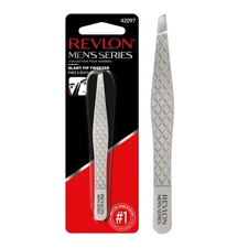 Revlon Men's Series Slant Tip Tweezer, Stainless Steel Eyebrow Hair Removal Tool