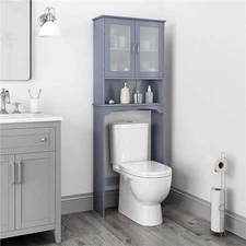 9" Width Over the Toilet Storage Cabinet 3-Shelf for Bathroom Organizer Gray