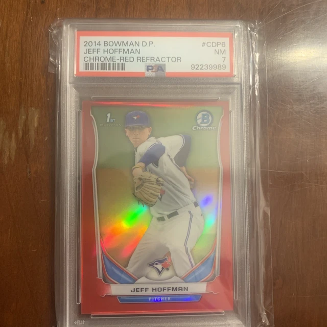 2014 Bowman DP Chrome Red Refractor #CDP6 Jeff Hoffman 4/5 PSA 7 Blue Jays