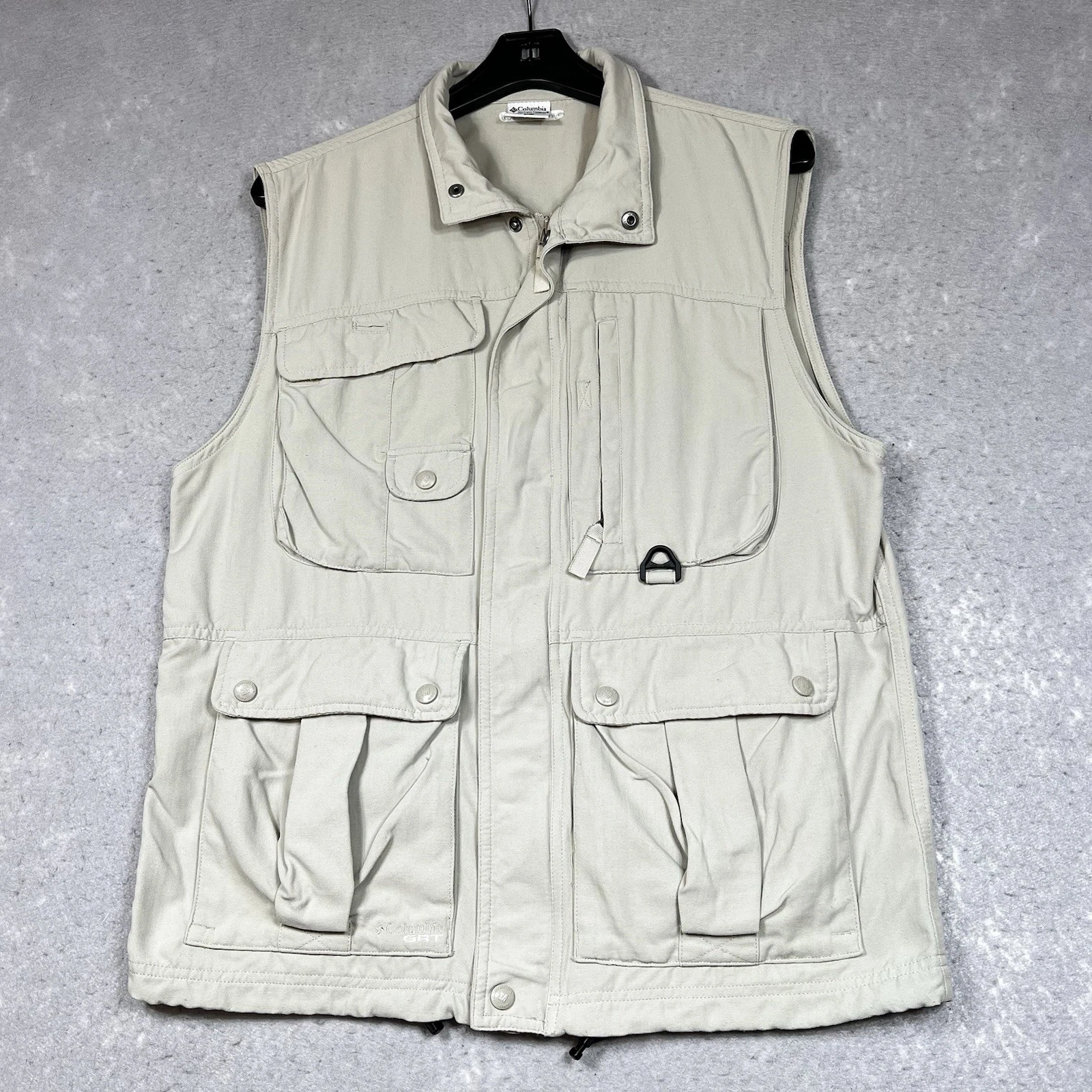 Columbia GRT Omni-Dry Vest Mens Medium Khaki Jacket Outdoors Fishing Pockets