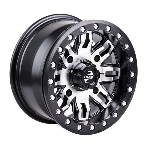 (4PK)4/156 Tusk Teton Beadlock Wheel 14x10 5.0+5.0 Machined/Black For ...