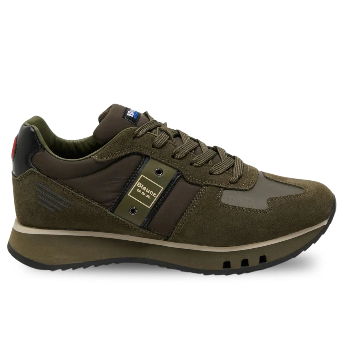 BLAUER Quartz 01 Sneaker Suede Nylon Navy Red S2QUARTZ01