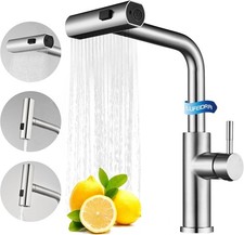 Waterfall Kitchen Faucets with Pull Down Sprayer, Brushed Nickel Single Hole ...