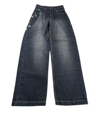 South Pole Youth Boys Jeans Size 12 Dark Wash Wide Leg Graphic Y2K