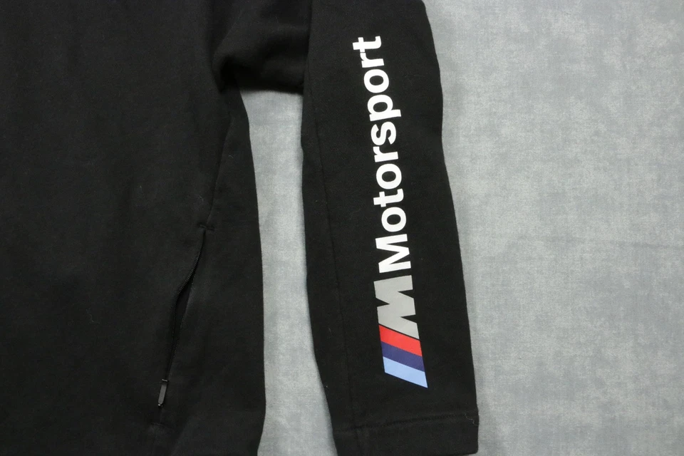 Puma BMW M Motorsport Hoodie Womens Black Full Zip Logo Sweatshirt Sleeve Print - Image 3 of 4