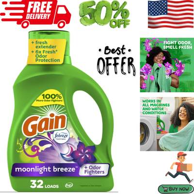 #ad #ad Gain Liquid Laundry Detergent Moonlight Breeze 46 fl oz – Provides up to 32 Lo $9.50