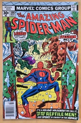 The Amazing Spider-Man #166 VG (4.0) Stegron & The Lizard App! Marvel Comic 3/77