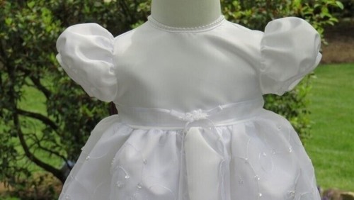 Taufkleid Gr. 18 M Kleinkind Mädchen Kleid Satin 20 bis 24 lb MaDonna - Bild 2 von 6