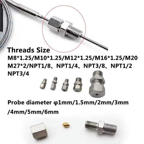 1100 degree K/PT100 Type Ungrounded 1mm-6mm/Threads Size M8*1.25/M10*1.25 - Picture 2 of 14