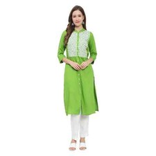 Designer Printed Long Kurti Synthetic Party Wear Indian Women Ethnic Look Her