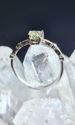 Natürlicher roher Moldavit verstellbar 925 Silber Ring