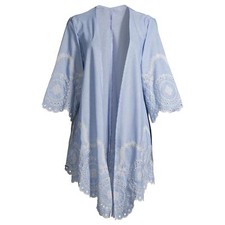 Time and Tru Women's Kimono with Embroidered Scallop Hem Size L/XL