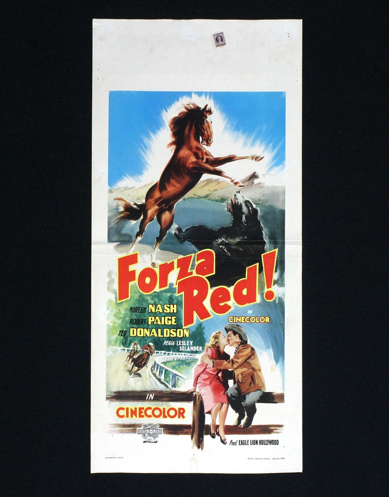 Locandina originale film FORZA RED! (1947) - Regia di Lesley Selander