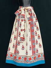 Vintage 1970s white red floral maxi skirt, patchwork boho cotton XS