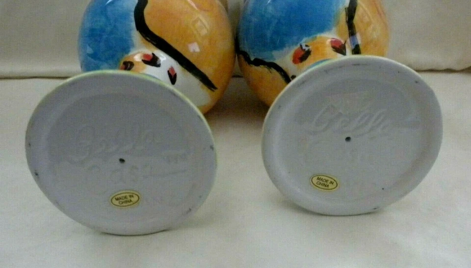 Raro Ganz Bella Casa Cara Abstracta 2 Copas/Tazas 8" Alto Nuevo Estado w2s22 Foto 3 de 4